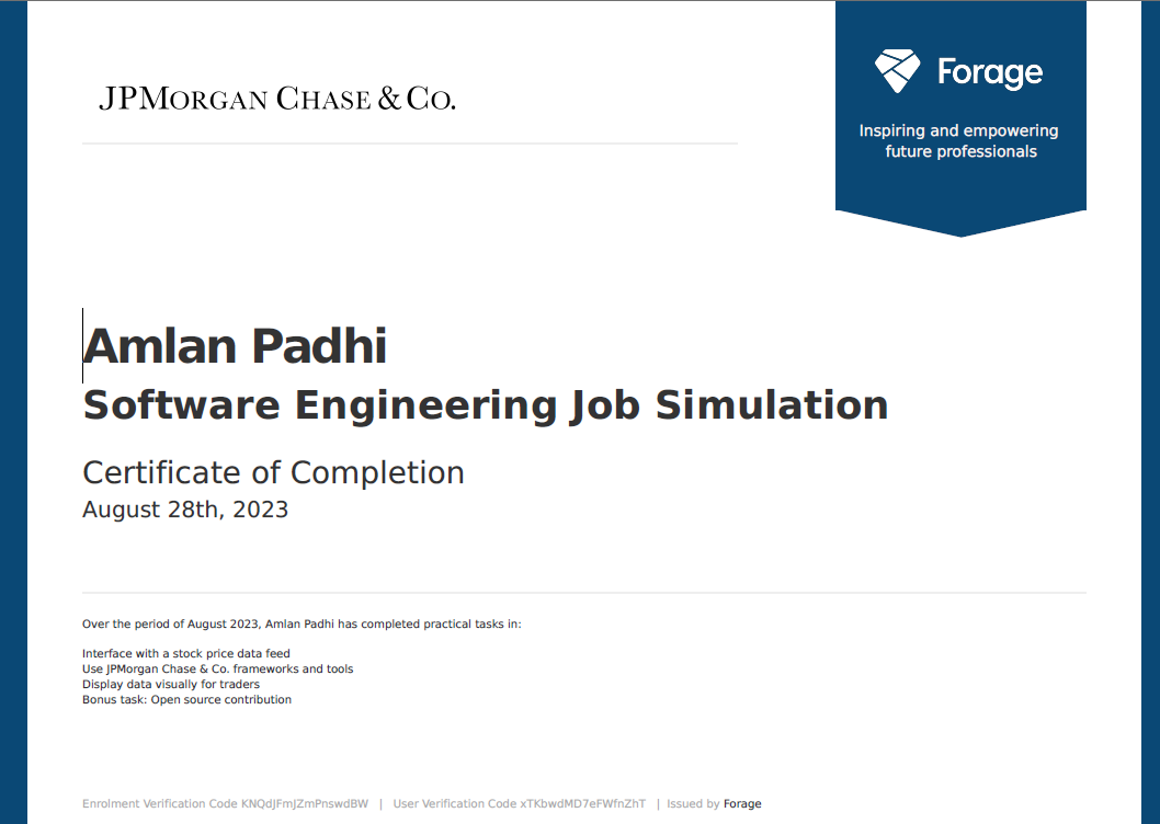 J.P. Morgan Software Engineering Job Simulation